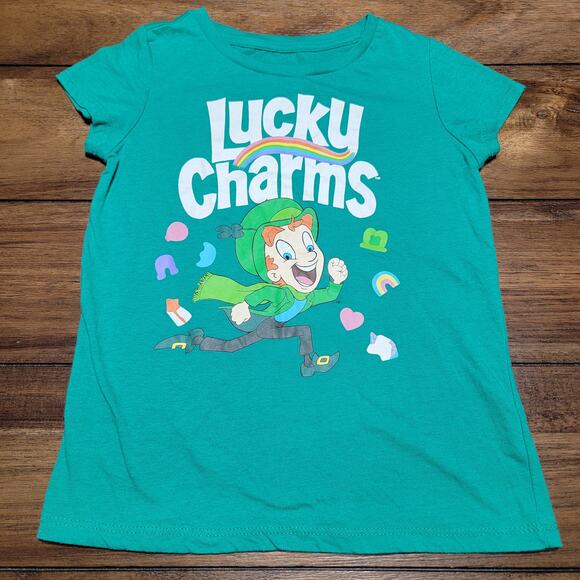 Lucky Charms Kids Green Tee - Size Medium (7/8) - Picture 1 of 3